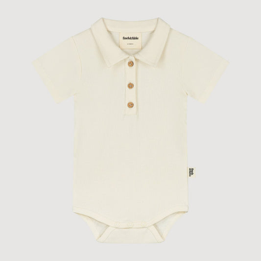 finch & fable | ribjersey romper van biologisch katoen - lychee