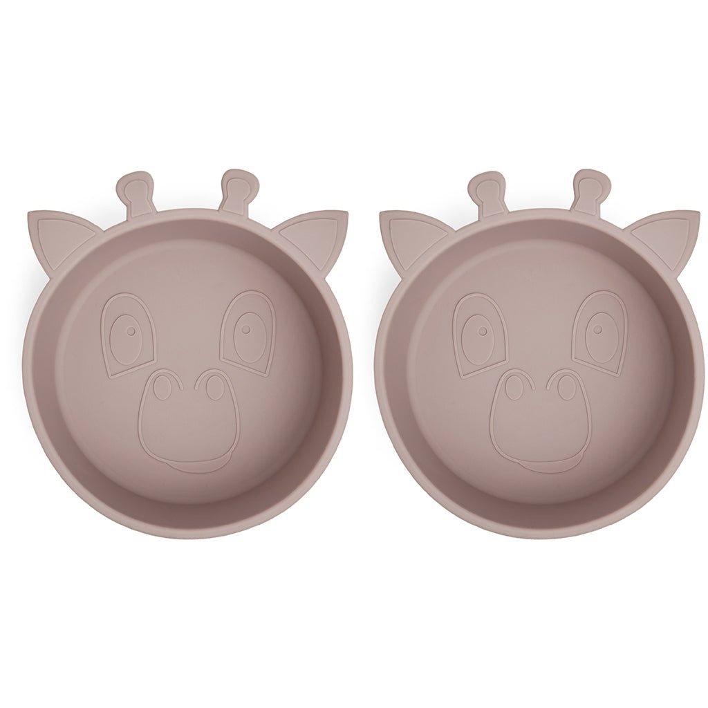 alex | giraf siliconen diep bord 2-pack - oudroze
