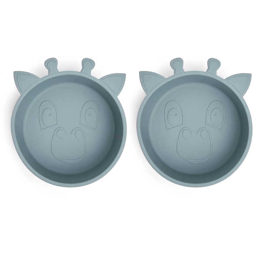 alex | giraf siliconen diep bord 2-pack - leigrijs