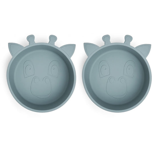 alex | giraf siliconen diep bord 2-pack - leigrijs