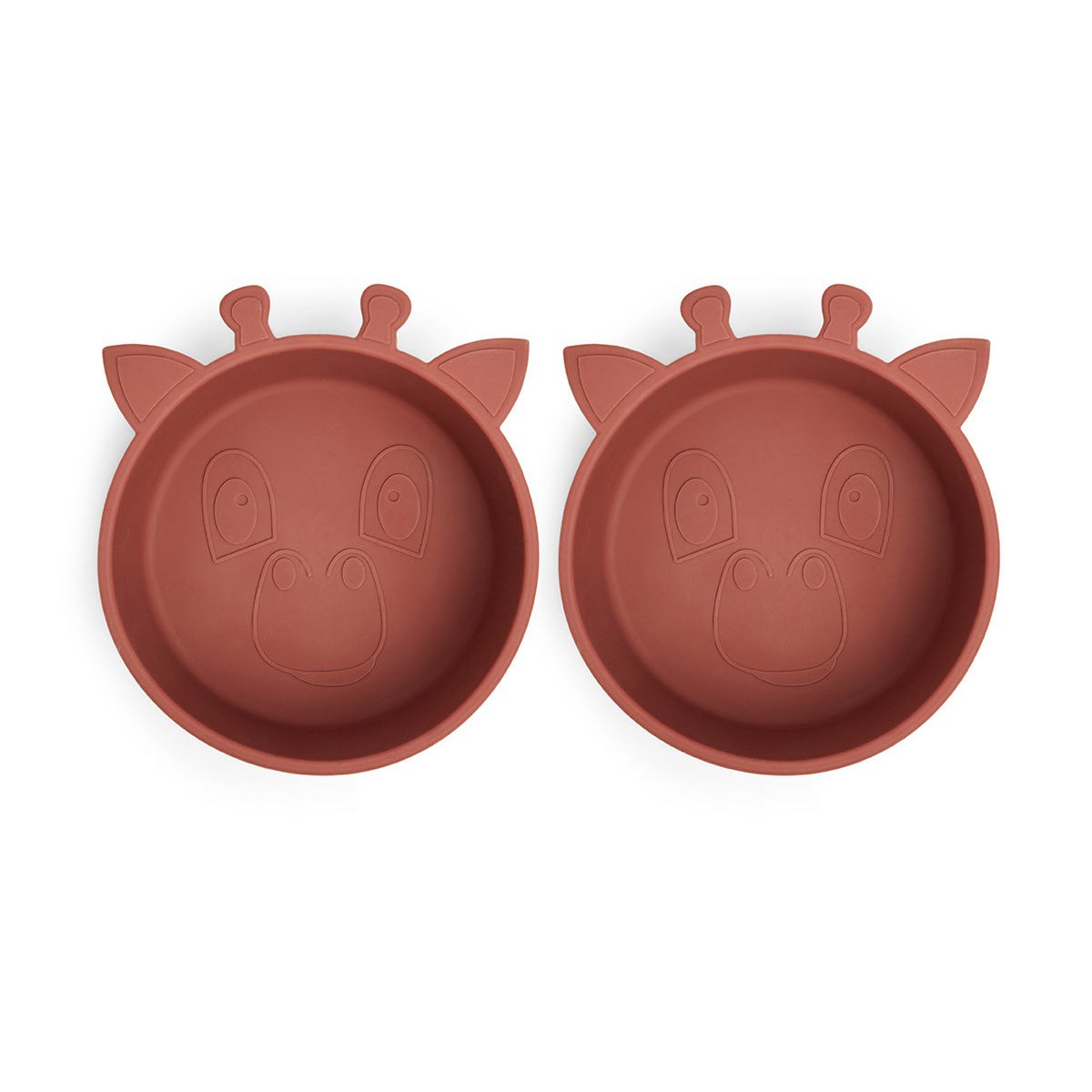 alex | giraf siliconen diep bord 2-pack - mahonie