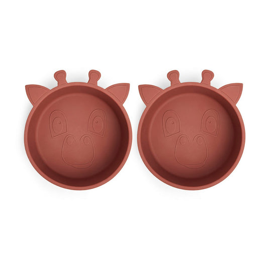 alex | giraf siliconen diep bord 2-pack - mahonie