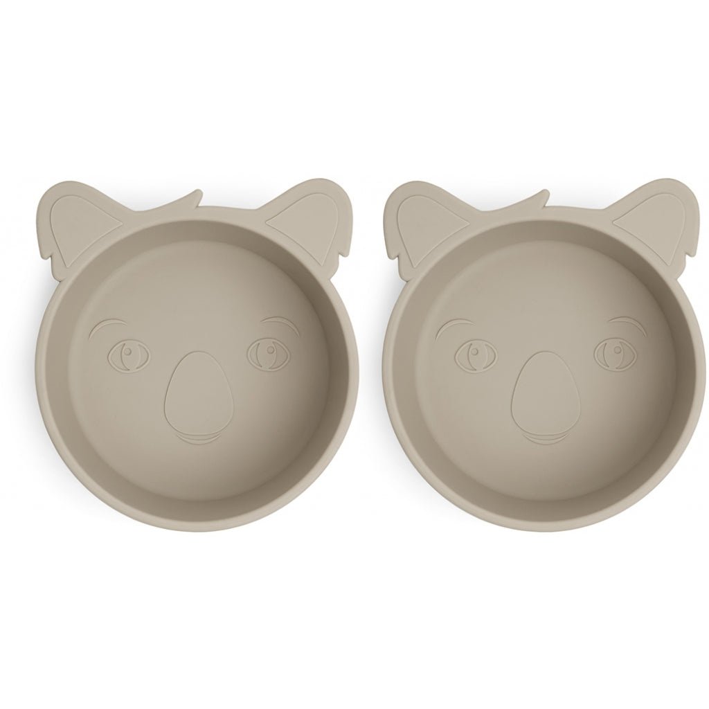 alex | koala siliconen diep bord 2-pack - kiezel
