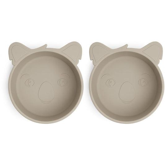 alex | koala siliconen diep bord 2-pack - kiezel
